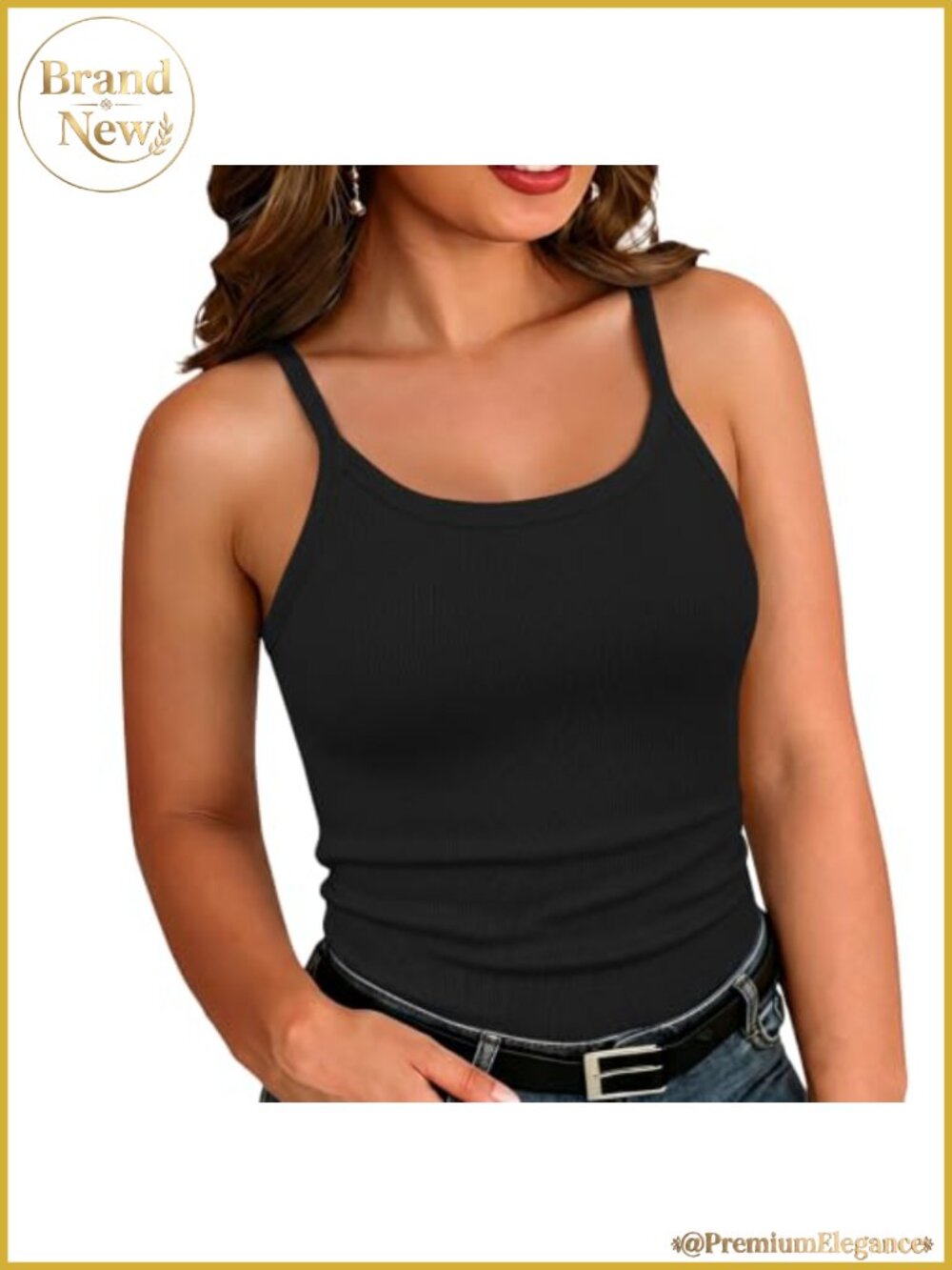 Plus Size Ribbed Knit Tank Top Scoop Neck Sleeveless Cami